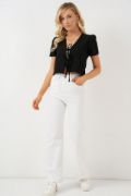 Kısa Kol Crop Bluz 958 - Siyah resmi
